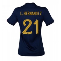 Koszulka piłkarska Francja Lucas Hernandez #21 Strój Domowy dla kobiety MŚ 2022 tanio Krótki Rękaw
